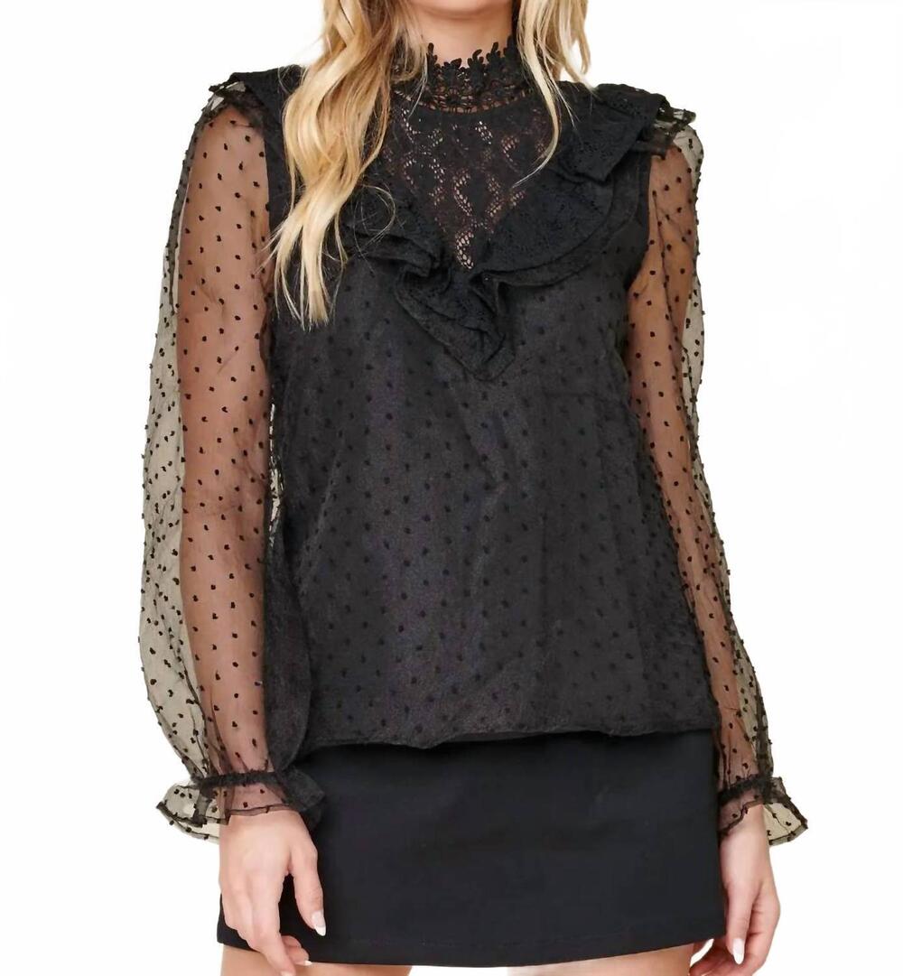 NEW SUGARLIPS cordelia swiss dot blouse in black
